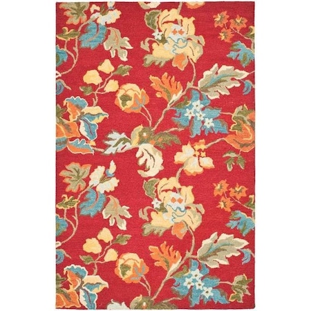 Safavieh 6 x 6 ft. Square Country and Floral Blossom- Red and Multi Hand Hooked Rug BLM672A-6SQ
